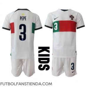 Portugal Pepe #3 Segunda Equipación Niños Mundial 2022 Manga Corta (+ Pantalones cortos)